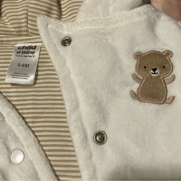 Carter’s Child of Mine White Fleece Hooded Sleep Sack 3-6 Months - Picture 2 of 8